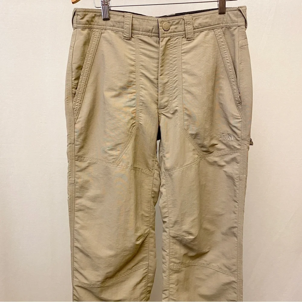 The North Face 32x30 Nylon Mens Pants Tan Back Flap Zip Pockets Active Hiking